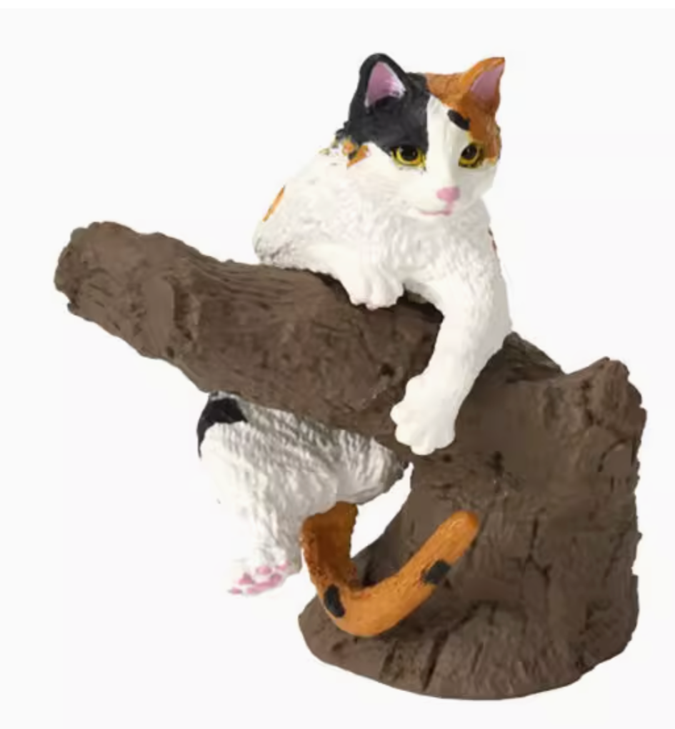 Japan Calico Cat PVC mini figurine figure model ring with stand