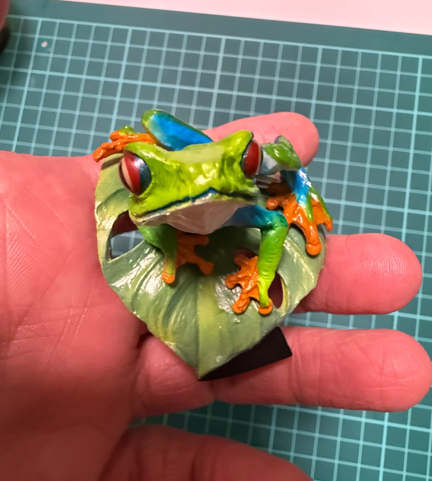 Red Eyed green tree frog (紅眼樹蛙) PVC mini capsule figure model figurine with base