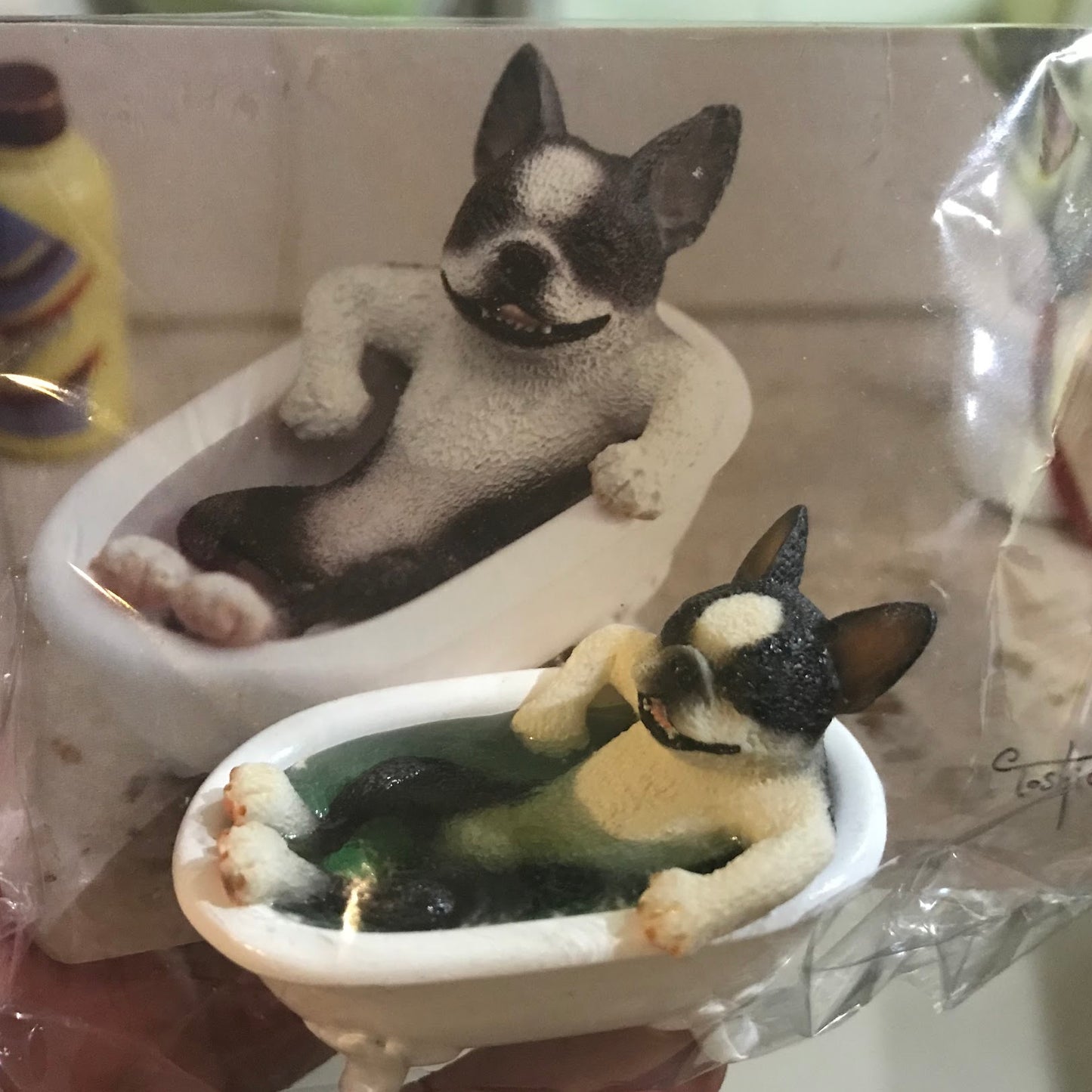Japan Asakuma Toshio french bulldog bathing dog PVC mini figurine figure model