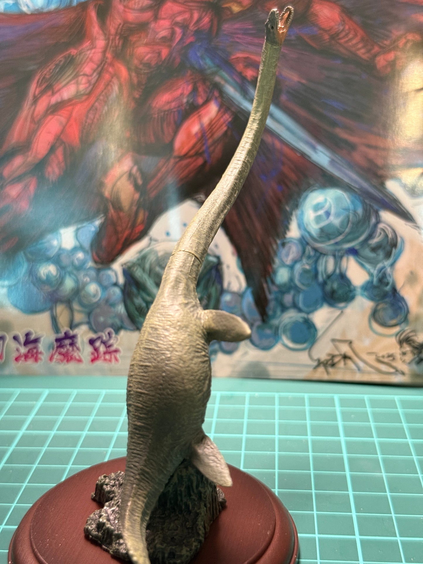 Japan Elasmosaurus Dinosaur PVC figurine figure model with base