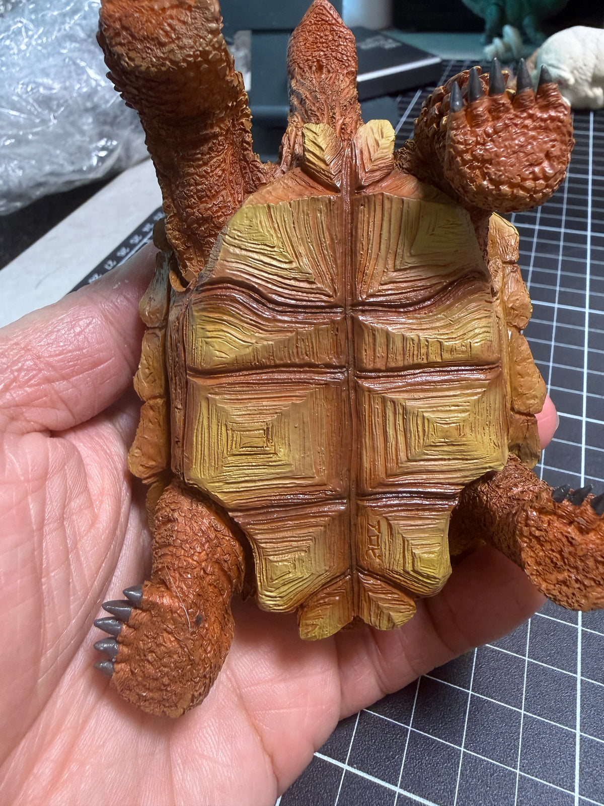Japan Monster Geochelone sulcata Tortoise Turtle Replica Model Figurine 10cm (Orange)