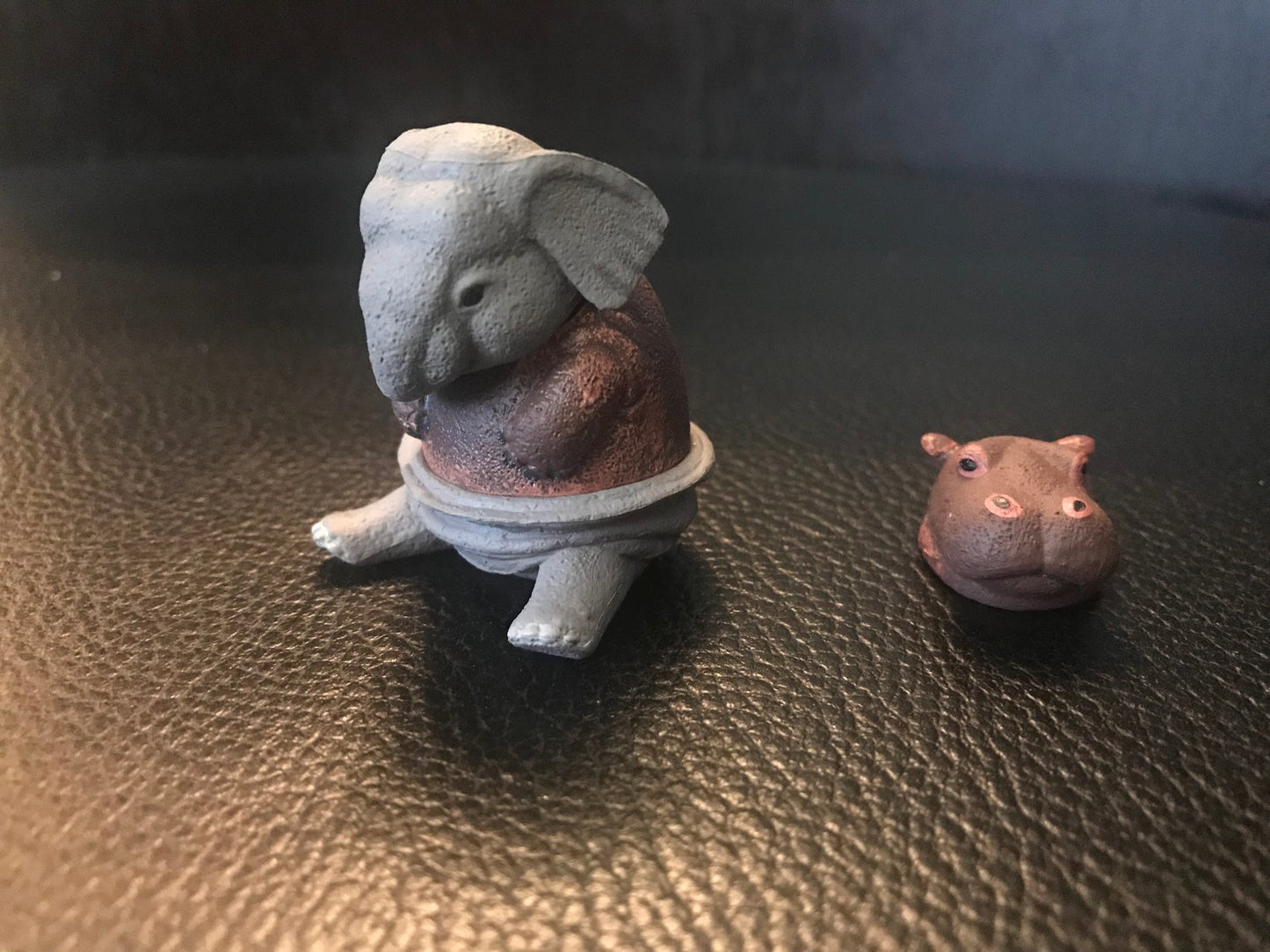 Japan Hippo act as Elephant animal PVC mini Model Figure Figurine