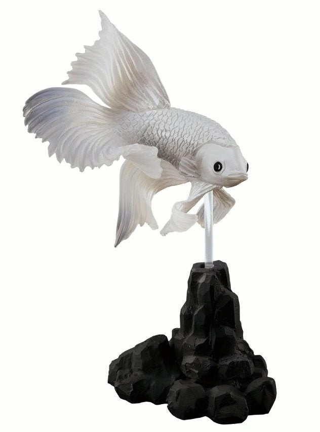 Siamese fighting fish betta fish PVC mini figure model figurine (WHITE)