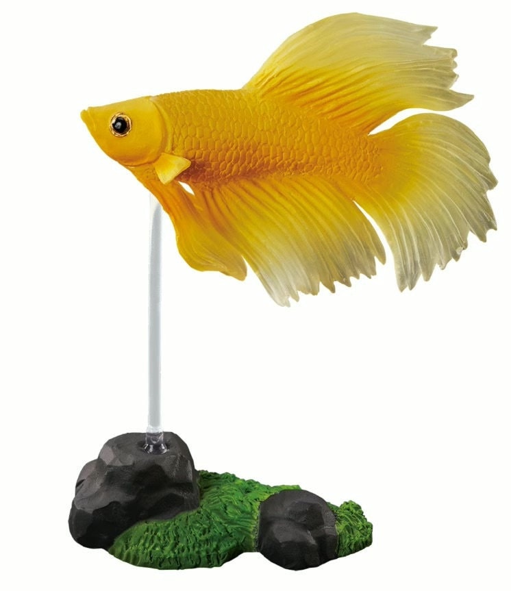 Siamese fighting fish betta fish PVC mini figure model figurine (YELLOW)