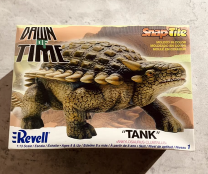 Vintage Revell DAWN of TIME Dinosaur TANK Ankylosaurus 1:13 Model Kit