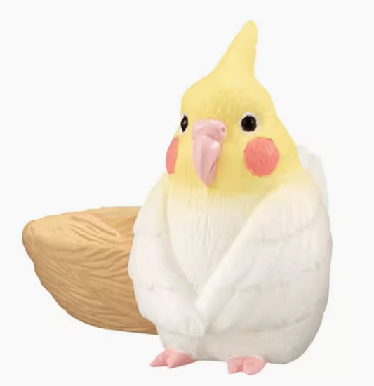 Japan White Cockatoo Parrot Bird in nest PVC mini Figurine Figure Model