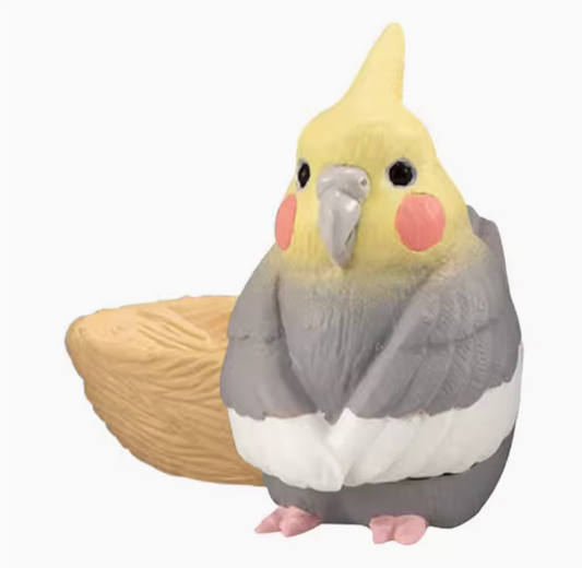 Japan Grey Cockatoo Parrot Bird in nest PVC mini Figurine Figure Model