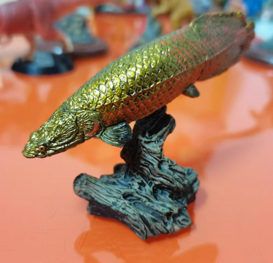 Japan Arapaima Pirarucu Fish ancient fish animal PVC mini Figure Model Figurine with base 8cm