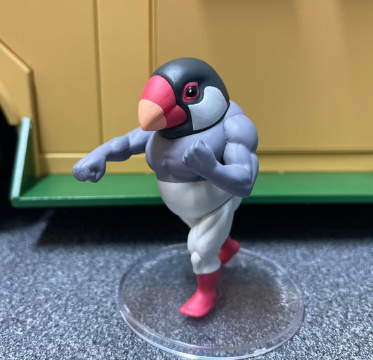Japan Hulk Bird Muscular Java sparrow Bird PVC mini figure model figurine