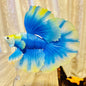 Siamese fighting fish betta fish PVC mini action figure model figurine with joints （Yellow & Blue Full Moon)