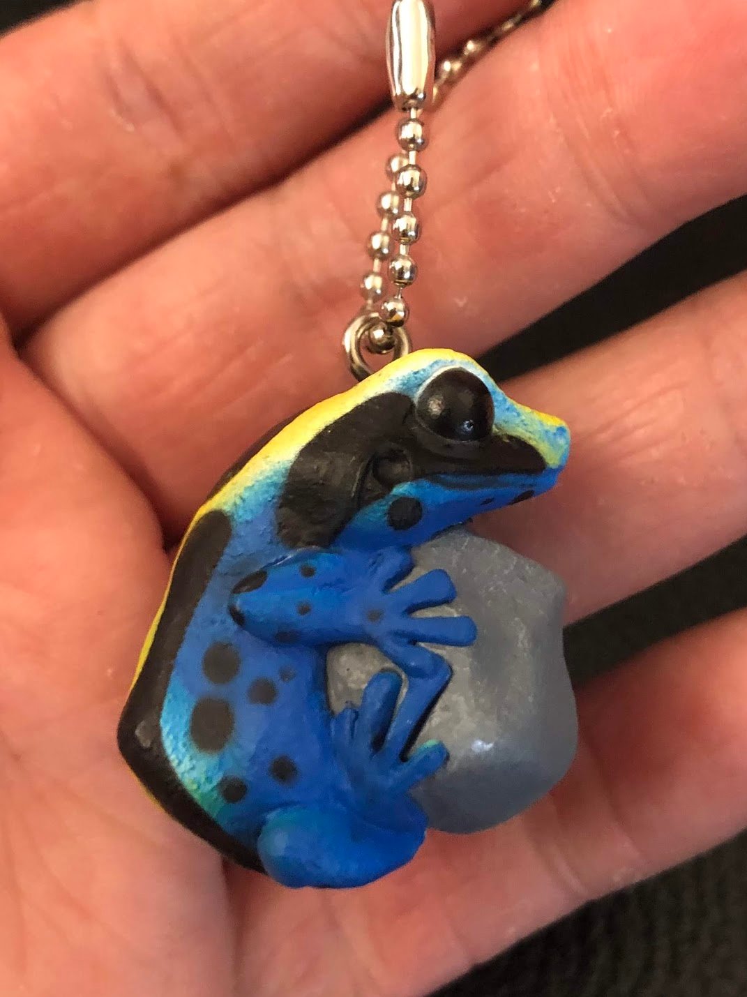 Japan Brazilian Cobalt poison-dart frog on Rock Resin Mini Figure Figurine Model keychain