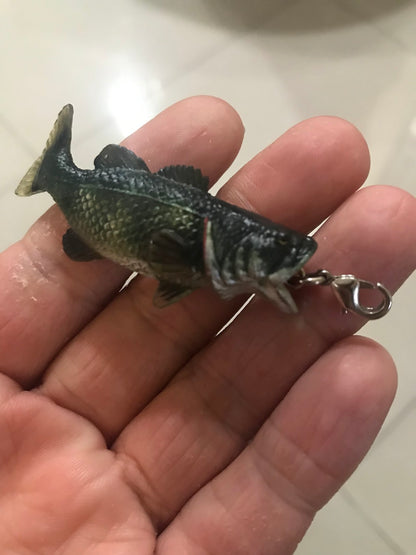 Largemouth bass fish fishing PVC mini Figure model keychain