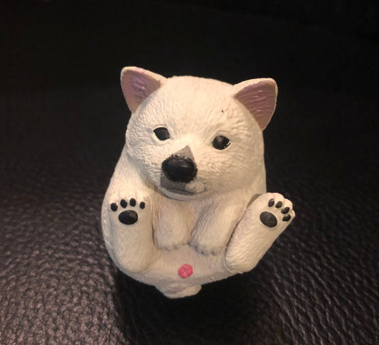 Japan White Shiba Inu Dog Ball Ball Animal PVC Mini Figurine Figure Model
