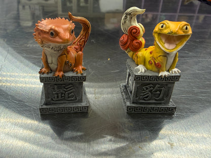 Qualia Koma Breaded Dragon & Leopard Gecko Lizard Mascot PVC Figure figurine Model Set A