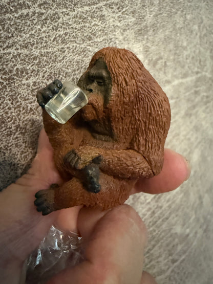 Japan 朝隈俊男 Asakuma Toshio drinking animal orangutan ape mini PVC figurine figure model