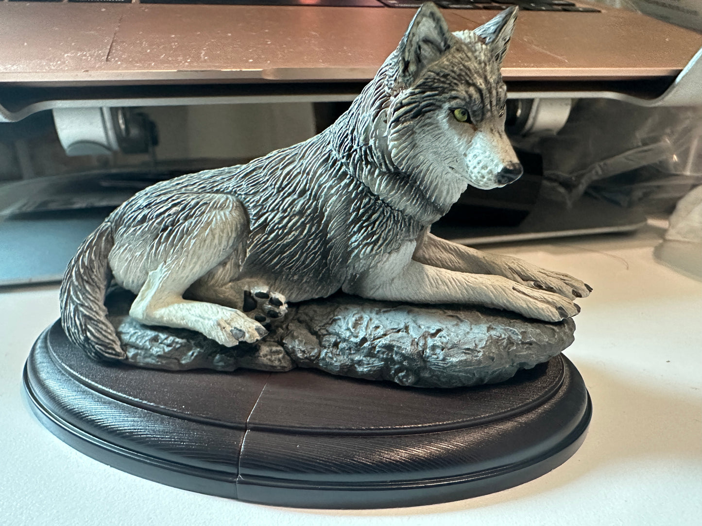 Japan Grey Wolf animal PVC Model Figure Figurine with base 10cm