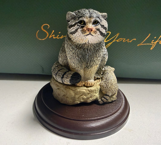 JAPAN Pallas’s Cat Manul with calf PVC mini Model Figure Figurine Gashapon with base