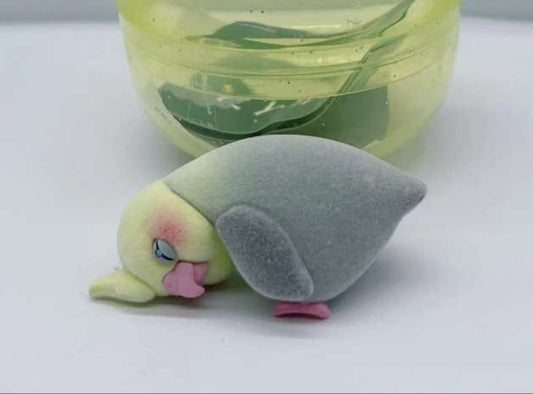Japan Sleeping Grey Cockatoo Parrot Bird PVC mini figure figurine Model