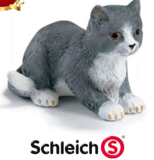 Retired Schleich 14411 SITTING GREY CAT Domestic Kitty animal PVC figure figurine model with tag RARE