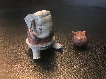 Japan Hippo act as Elephant animal PVC mini Model Figure Figurine