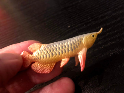 Japan Golden Asian Arowana ancient fish animal PVC mini Figure Model Figurine