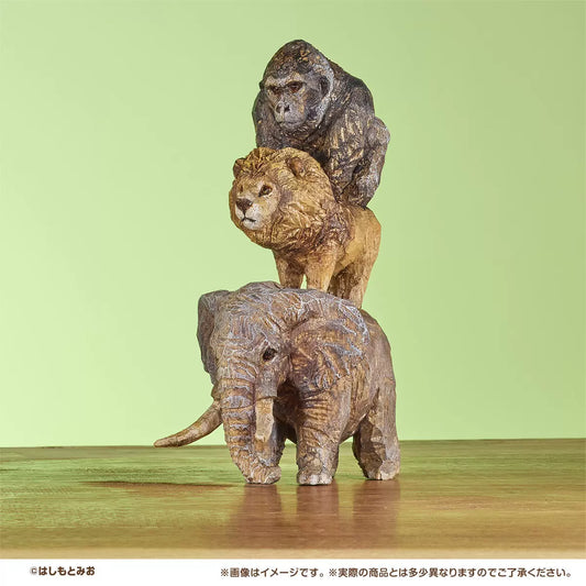 JAPAN BANDAI HASHIMOTO MIO animal sculpture (Gorilla, Lion & Elephant) Model Figure Figurine Premiun Gashapon