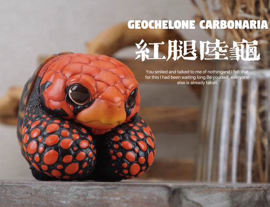 Super Q Red footed tortoise turtle Resin Replica Model Figurine Figure