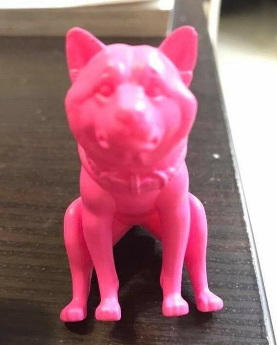 Retired Squatting Dog Shiba inu Akita Inu Dog PVC Figure Figurine Model Pink