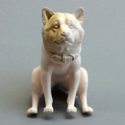 Squatting Dog Shiba inu Akita Inu Dog PVC Figure Figurine Model White