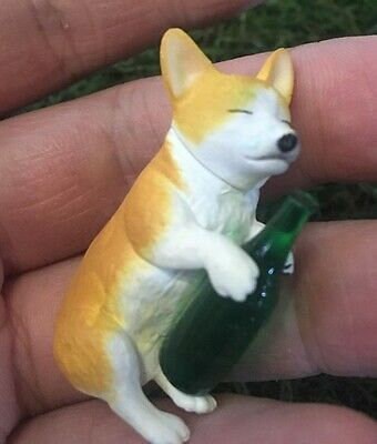 Drunk Corgi Dog PVC Mini Figurine Model Figure