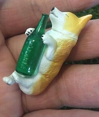 Drunk Corgi Dog PVC Mini Figurine Model Figure