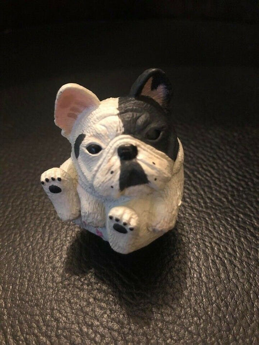 Black & White French Bulldog Bull Dog Ball Ball Animal PVC Mini Figurine Figure Model