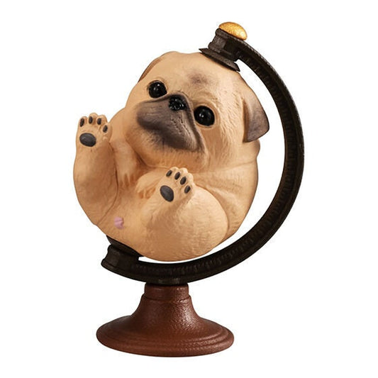 Japan Globe Pug Dog PVC mini figure model figurine