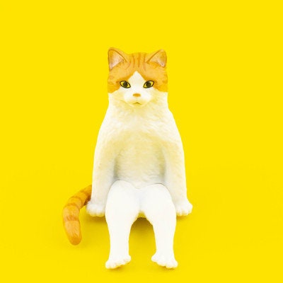 KItan Club Sitting Yellow Cat Kitten Animal PVC Mini Figurine Figure model (large size H6cm)