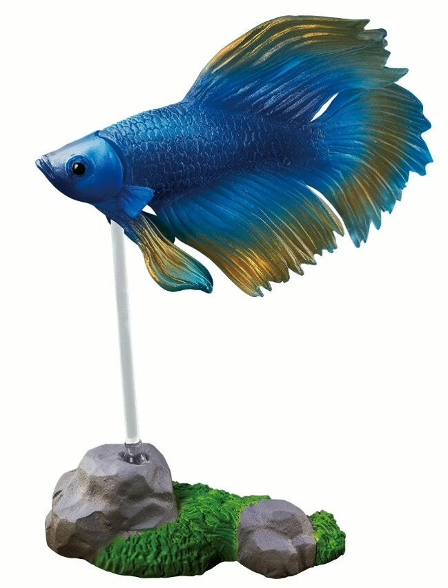 Siamese fighting fish betta fish PVC mini figure model figurine （BLUE/YELLOW)