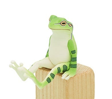 Japan Big Sitting Green Tree Frog PVC mini figure model B