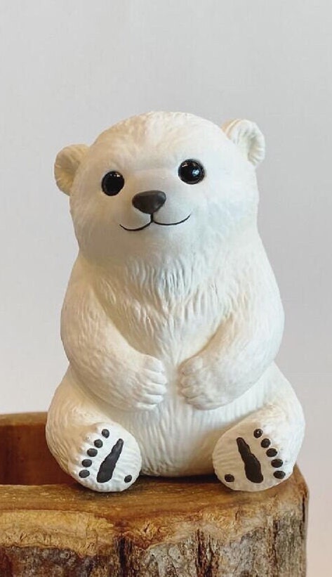 Japan Polar Bear baby Animal PVC hollowed figure model toy