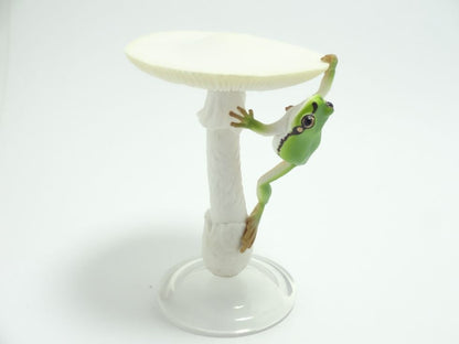 Japan Green Tree Frog on Mushroom PVC mini figure figurine model D