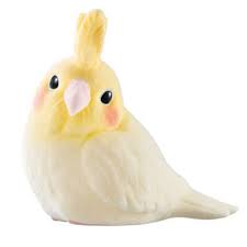 Japan Fluff Bird Friend Lutino Cockatiel Parrot Bird PVC hollowed figure model toy