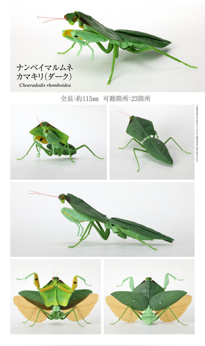 Japan Tropical shield mantis insect PVC Action Figure Model with joints (Dark Green)