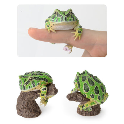 Argentine horned frog (Green) Toad PVC mini figurine figure model ring with stand