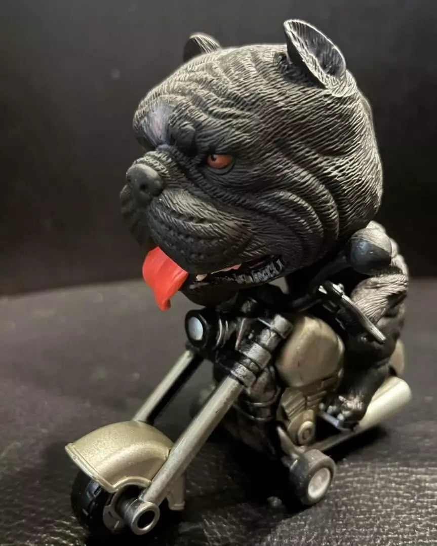 American Bully Bulldog Pitbull dog riding motorcycle PVC model figure figurine